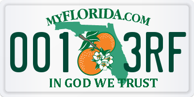 FL license plate 0013RF