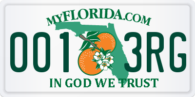 FL license plate 0013RG