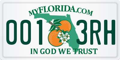 FL license plate 0013RH