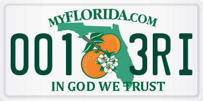 FL license plate 0013RI