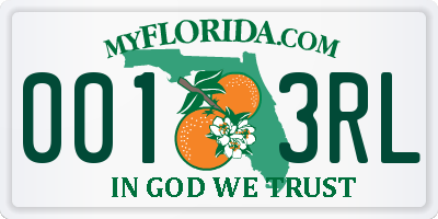 FL license plate 0013RL