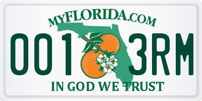 FL license plate 0013RM