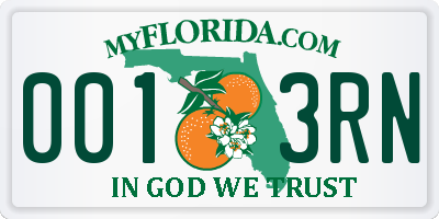 FL license plate 0013RN