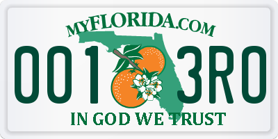 FL license plate 0013RO