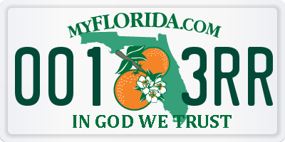 FL license plate 0013RR