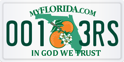 FL license plate 0013RS