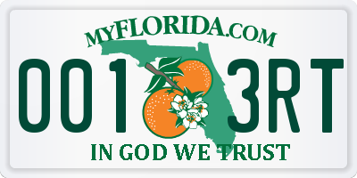 FL license plate 0013RT