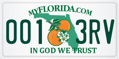 FL license plate 0013RV