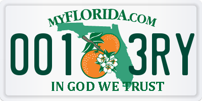 FL license plate 0013RY