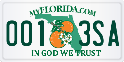 FL license plate 0013SA