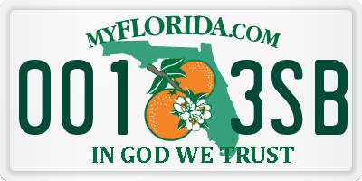 FL license plate 0013SB