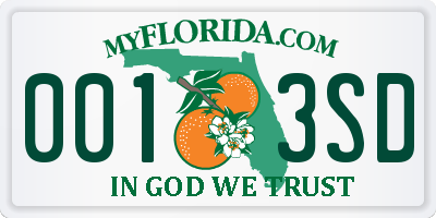 FL license plate 0013SD