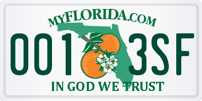 FL license plate 0013SF