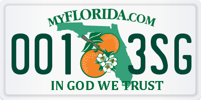 FL license plate 0013SG