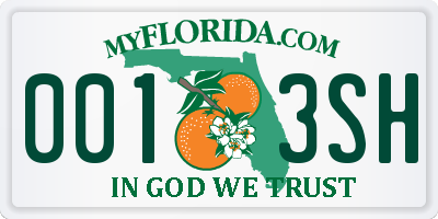 FL license plate 0013SH