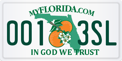 FL license plate 0013SL