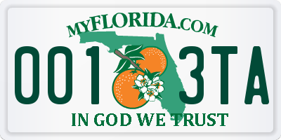 FL license plate 0013TA