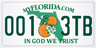 FL license plate 0013TB