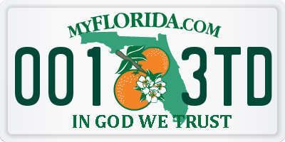 FL license plate 0013TD