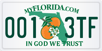 FL license plate 0013TF