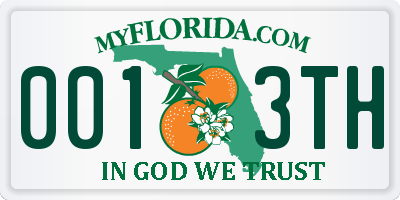 FL license plate 0013TH