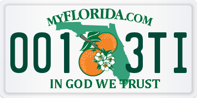 FL license plate 0013TI