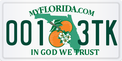 FL license plate 0013TK