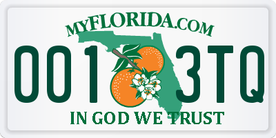 FL license plate 0013TQ