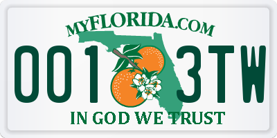 FL license plate 0013TW