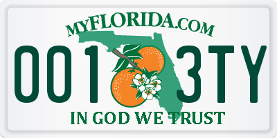 FL license plate 0013TY