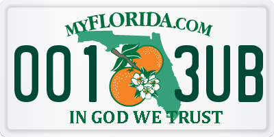 FL license plate 0013UB