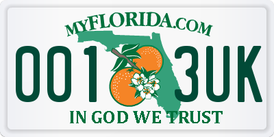 FL license plate 0013UK