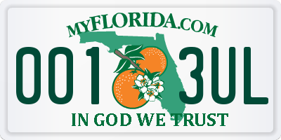 FL license plate 0013UL