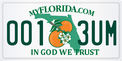 FL license plate 0013UM