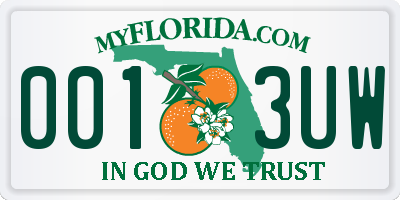 FL license plate 0013UW