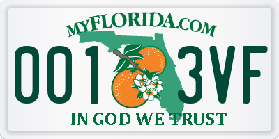 FL license plate 0013VF