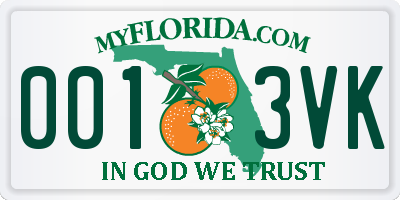 FL license plate 0013VK