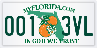 FL license plate 0013VL