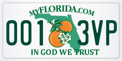 FL license plate 0013VP