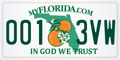 FL license plate 0013VW