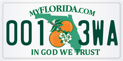 FL license plate 0013WA