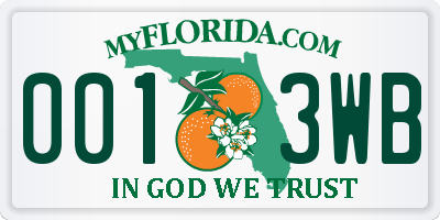 FL license plate 0013WB