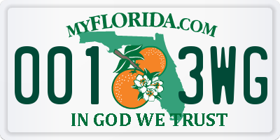 FL license plate 0013WG