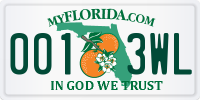 FL license plate 0013WL