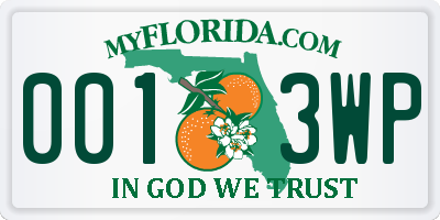 FL license plate 0013WP