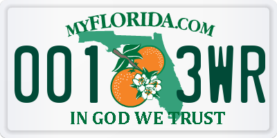 FL license plate 0013WR