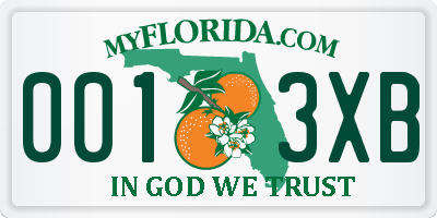 FL license plate 0013XB