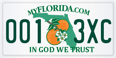 FL license plate 0013XC