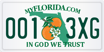 FL license plate 0013XG