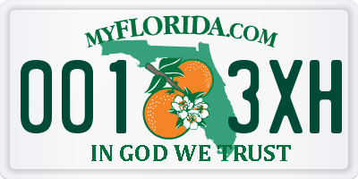 FL license plate 0013XH